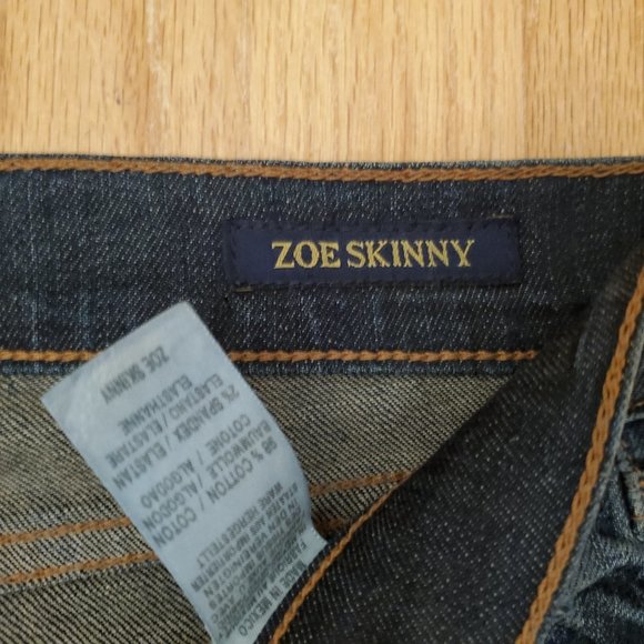 Lucky Brand Zoe Jeans Womens 4x27 Blue Denim Dark Wash Skinny Stretch Distressed - Picture 5 of 15